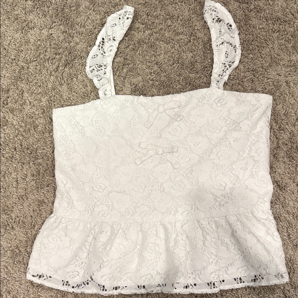Abercrombie kids White Lace Peplum Tank Top